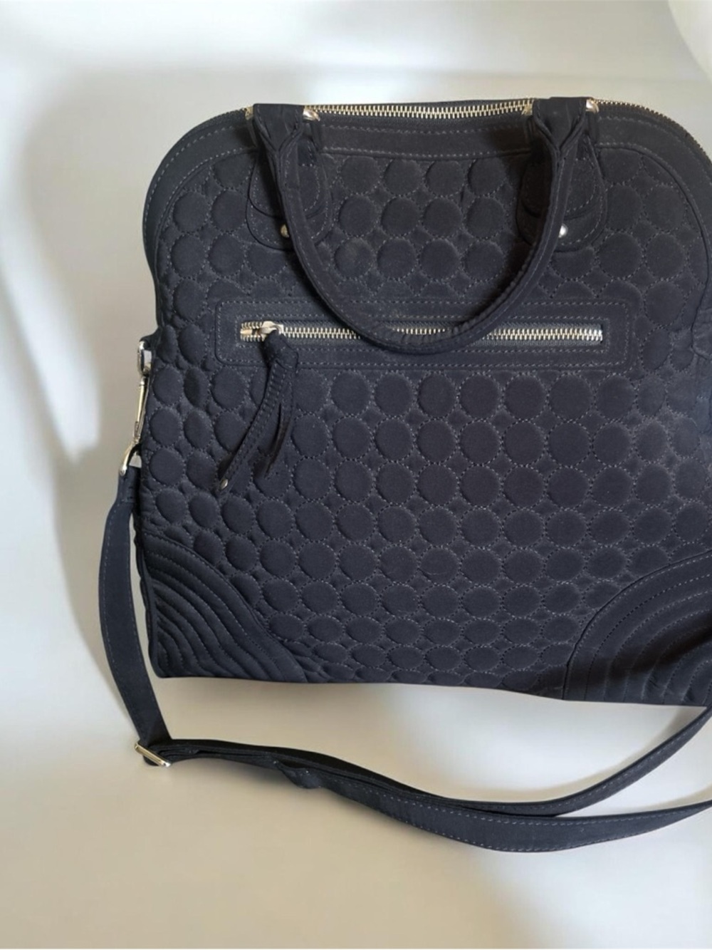 Quilted Black Women's Satchel Bag with Short Strap and Removable Crossbody Strap